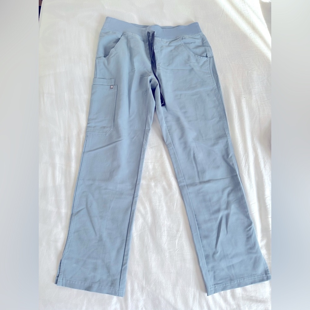 Dusty Blue Figs Scrub Bottoms XS P